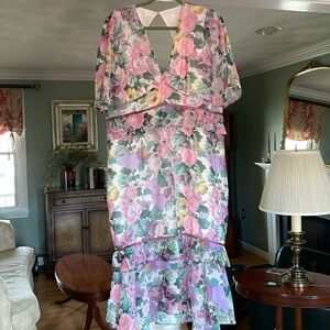 NWT Hope and Ivy Hattie V neck midi tea dress